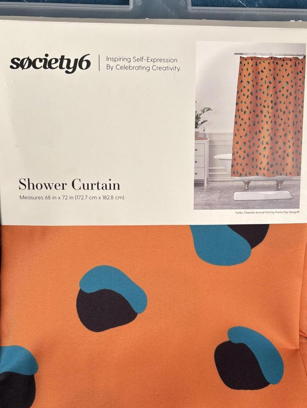 Society6 Funky Cheetah Shower Curtain 68 x 72" Pretty Pop Elisa Bell